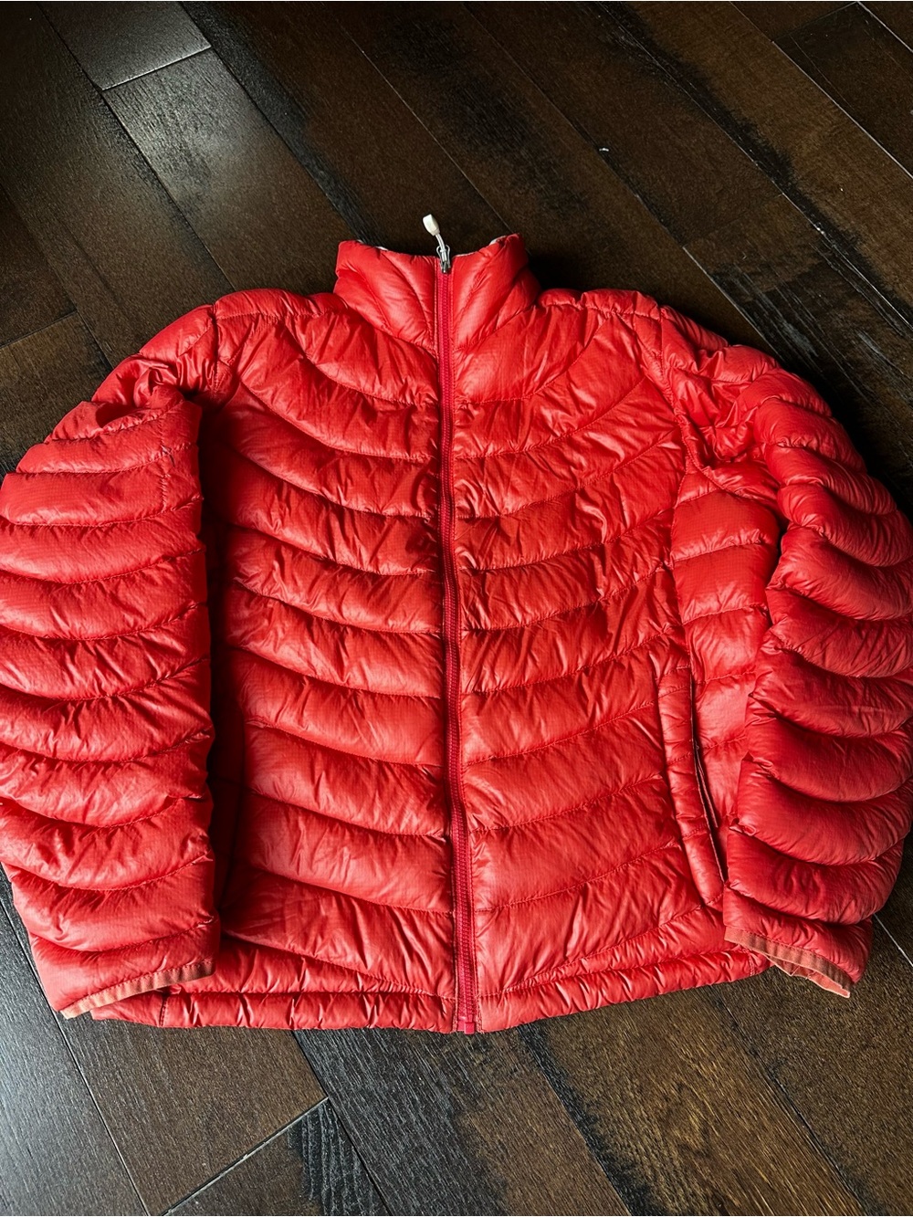 Lands End Down Puffer Winter Packable Red Lightweight Jacket Coat Womens M